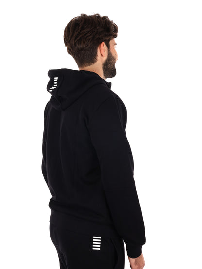 FELPA CON ZIP E CAPPUCCIO EA7 EMPORIO ARMANI DA UOMO NERO