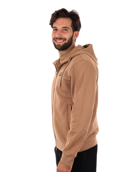 FELPA CON ZIP E CAPPUCCIO EA7 EMPORIO ARMANI DA UOMO CAMEL