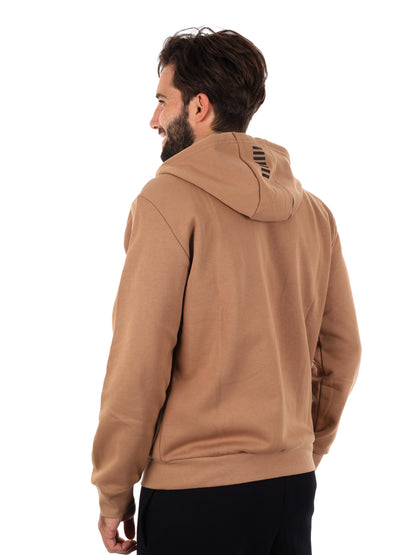 FELPA CON ZIP E CAPPUCCIO EA7 EMPORIO ARMANI DA UOMO CAMEL