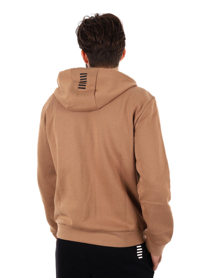 FELPA CON ZIP E CAPPUCCIO EA7 EMPORIO ARMANI DA UOMO CAMEL