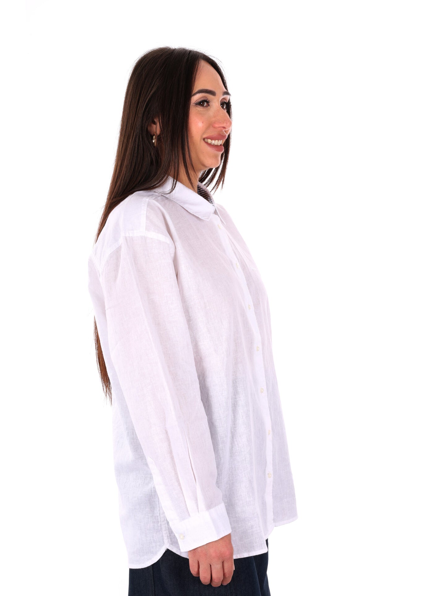 Pepe Jeans Bernadette, camicia donna bianca in lino e cotone