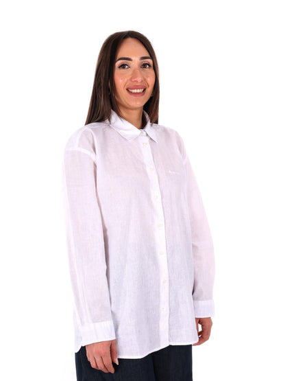 Pepe Jeans Bernadette, camicia donna bianca in lino e cotone