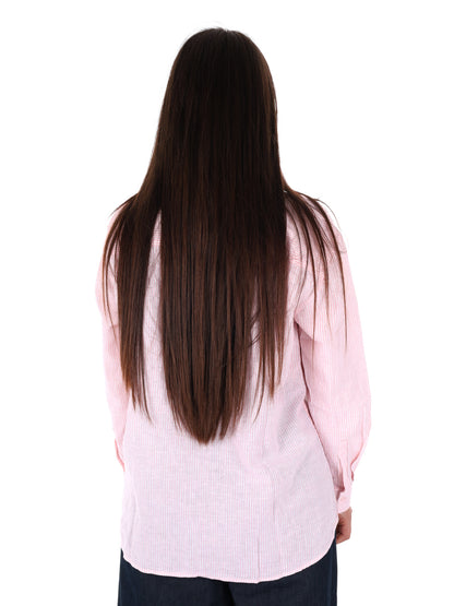 Pepe Jeans Bernany, camicia donna fucsia in lino e cotone relaxed fit