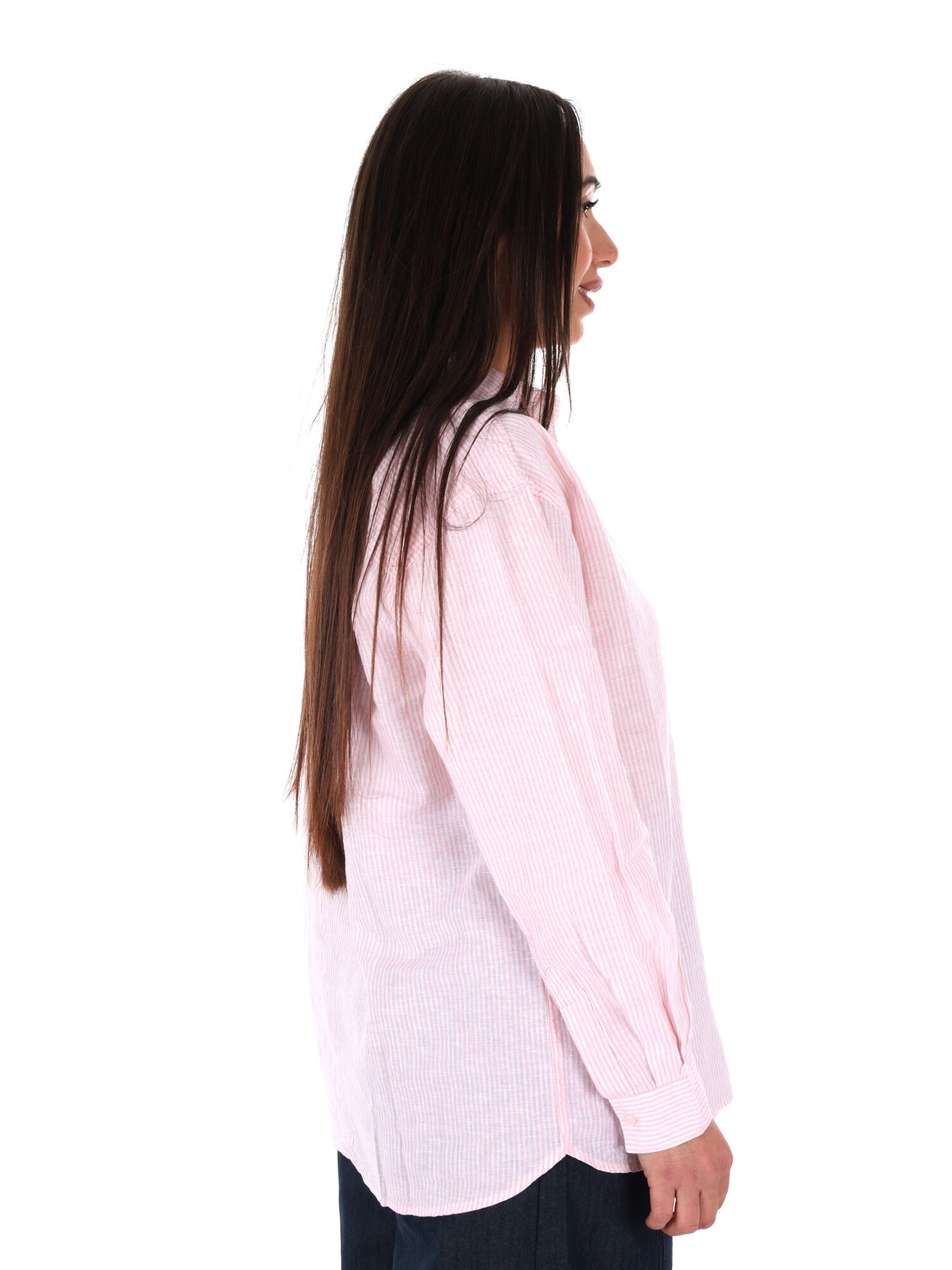 Pepe Jeans Bernany, camicia donna fucsia in lino e cotone relaxed fit