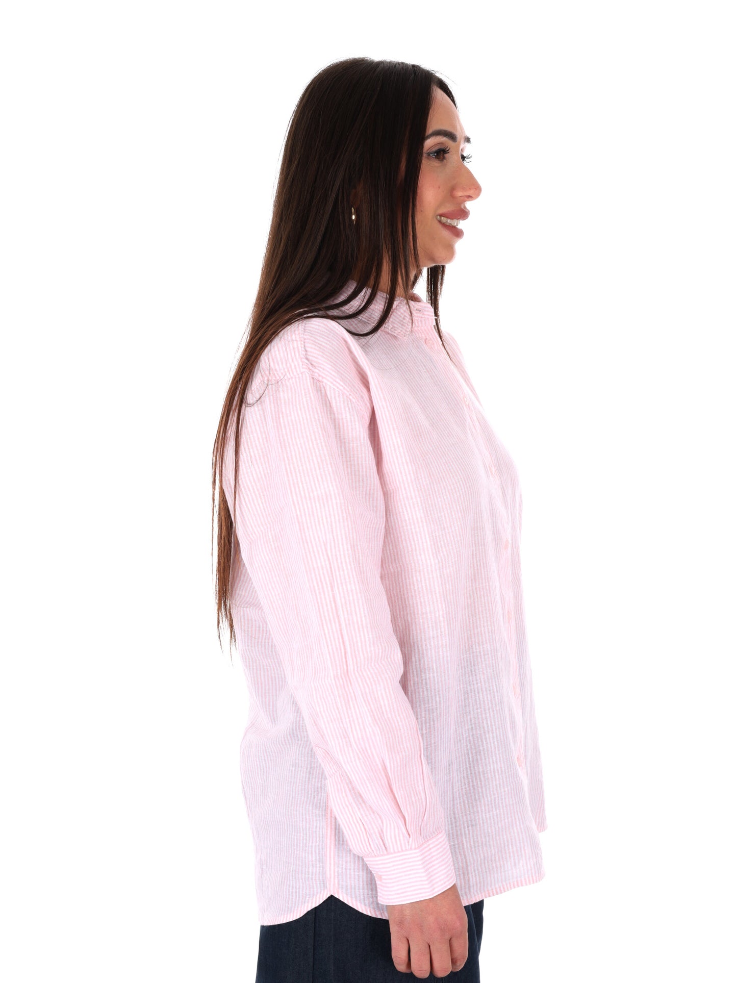Pepe Jeans Bernany, camicia donna fucsia in lino e cotone relaxed fit