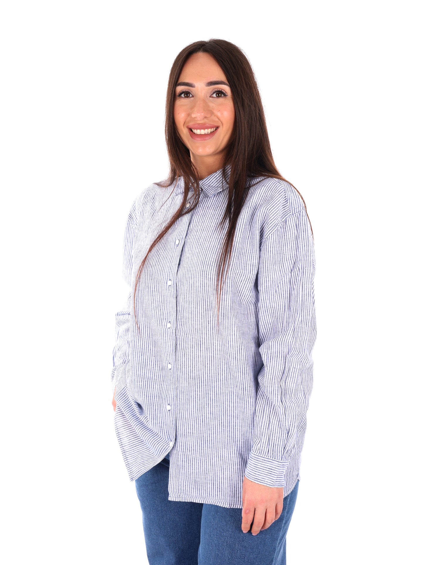 Pepe Jeans Bernany, camicia donna azzurra in lino e cotone