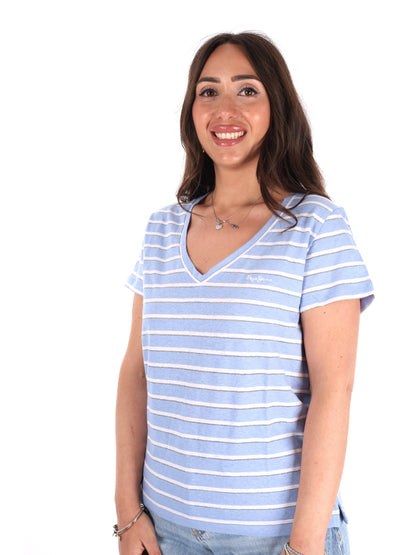 Pepe Jeans Megan V, t-shirt donna azzurra a maniche corte
