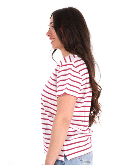 Pepe Jeans Megan V, t-shirt donna bianca con scollo a V e dettagli lurex