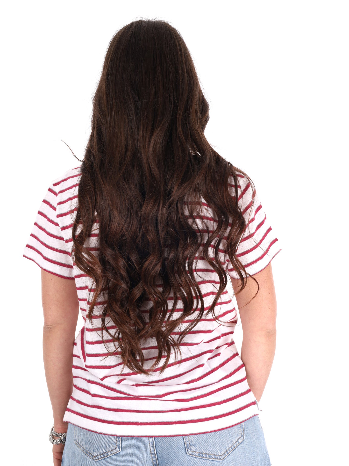 Pepe Jeans Megan V, t-shirt donna bianca con scollo a V e dettagli lurex