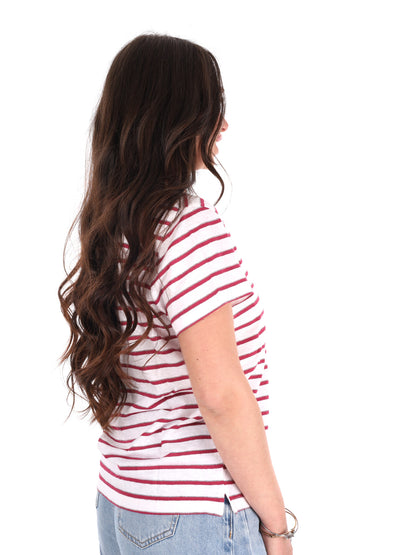 Pepe Jeans Megan V, t-shirt donna bianca con scollo a V e dettagli lurex