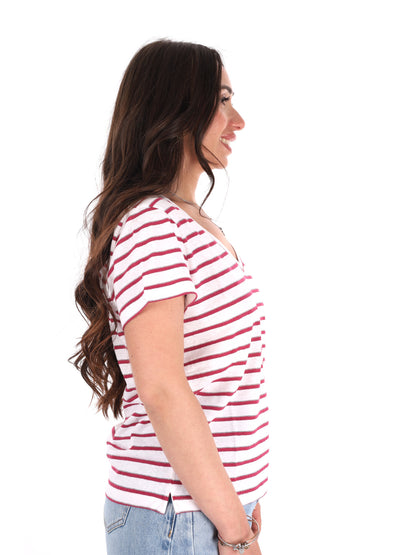 Pepe Jeans Megan V, t-shirt donna bianca con scollo a V e dettagli lurex