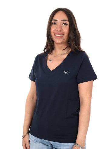 Pepe Jeans Mae V, t-shirt unisex a maniche corte blu