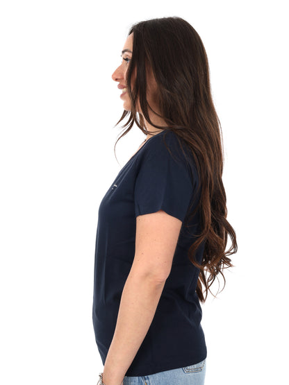 Pepe Jeans Mae V, t-shirt donna a maniche corte blu