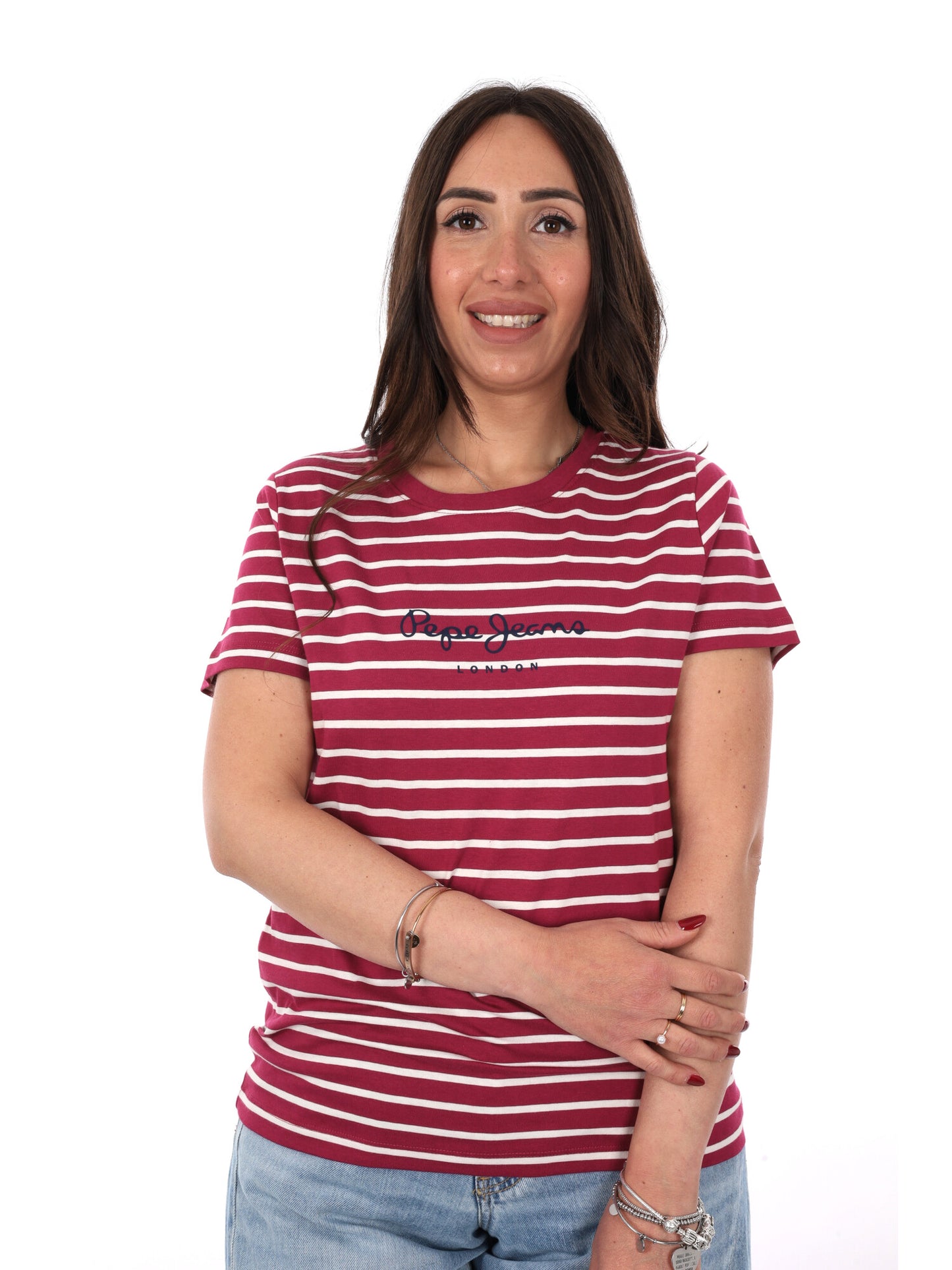 Pepe Jeans Mae, t-shirt donna rossa a maniche corte in cotone