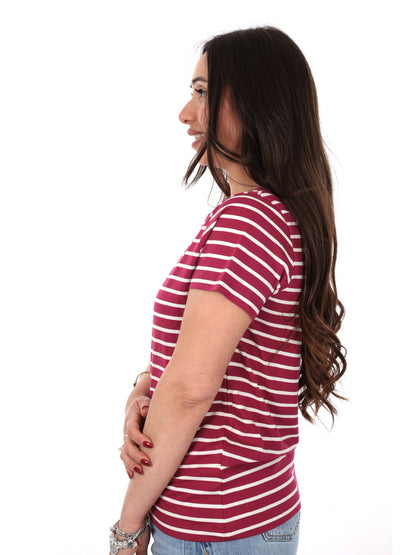Pepe Jeans Mae, t-shirt donna rossa a maniche corte in cotone