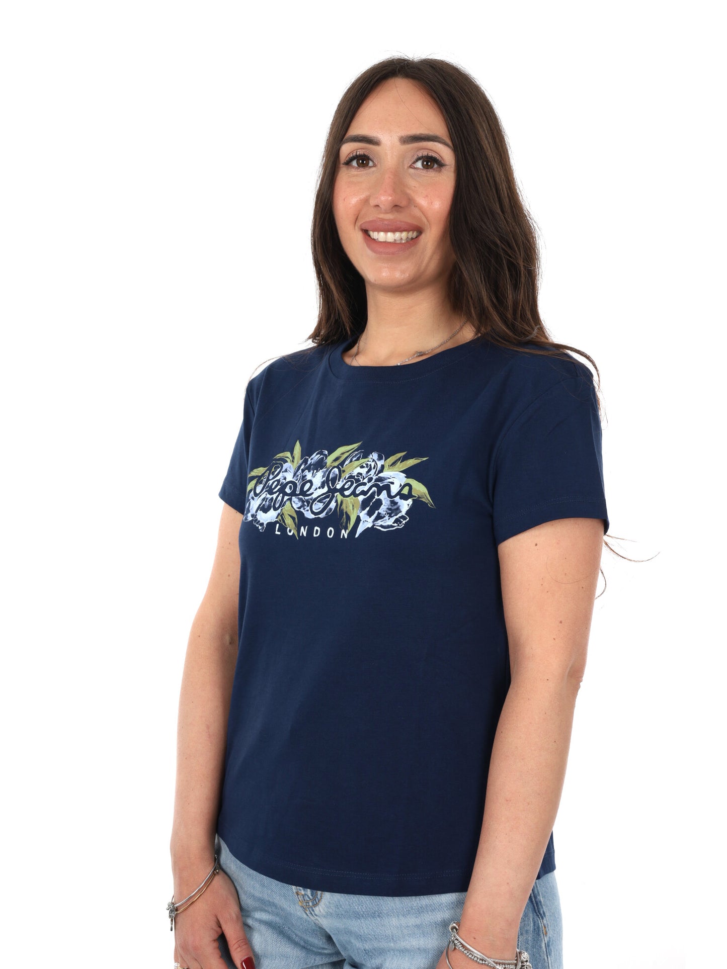 T-shirt Mahina Pepe Jeans donna in cotone blu