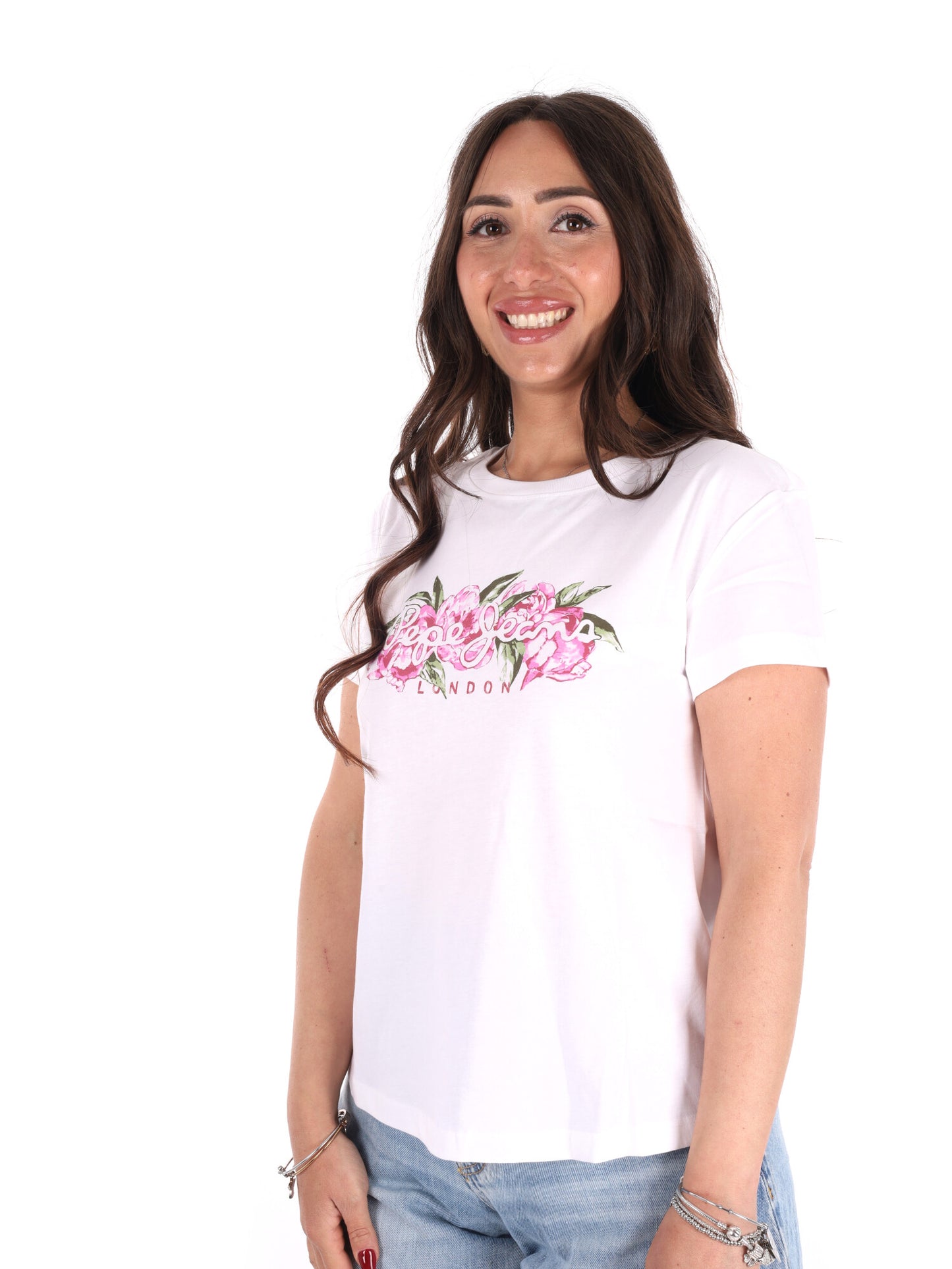 T-shirt Mahina bianca da donna in cotone Pepe Jeans