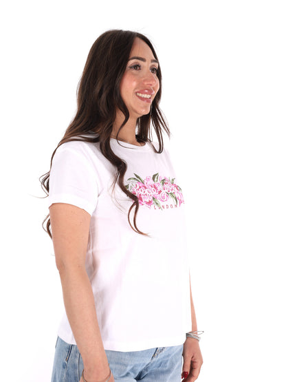 T-shirt Mahina bianca da donna in cotone Pepe Jeans