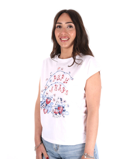 Pepe Jeans Maura, t-shirt donna bianca a maniche corte