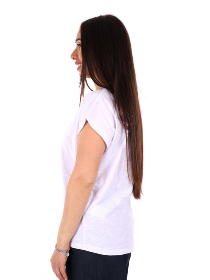 T-shirt Mila di Pepe Jeans da donna bianca con logo elegante