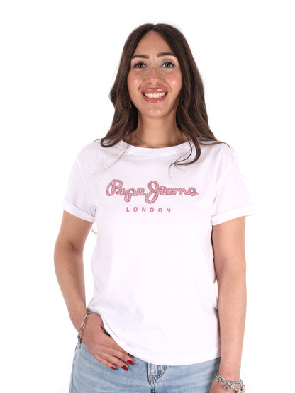 Pepe Jeans Nadda, t-shirt maniche corte unisex bianca