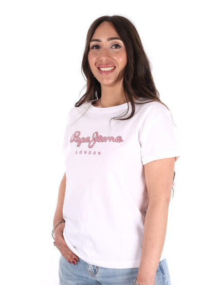 Pepe Jeans Nadda, t-shirt maniche corte unisex bianca