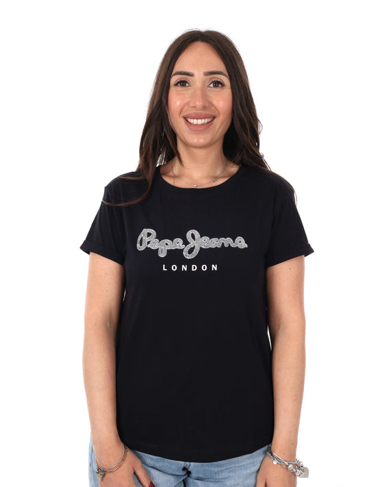 T-shirt unisex Pepe Jeans Nadda nera a maniche corte