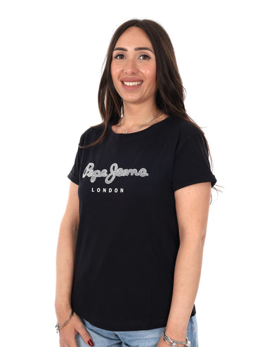T-shirt unisex Pepe Jeans Nadda nera a maniche corte