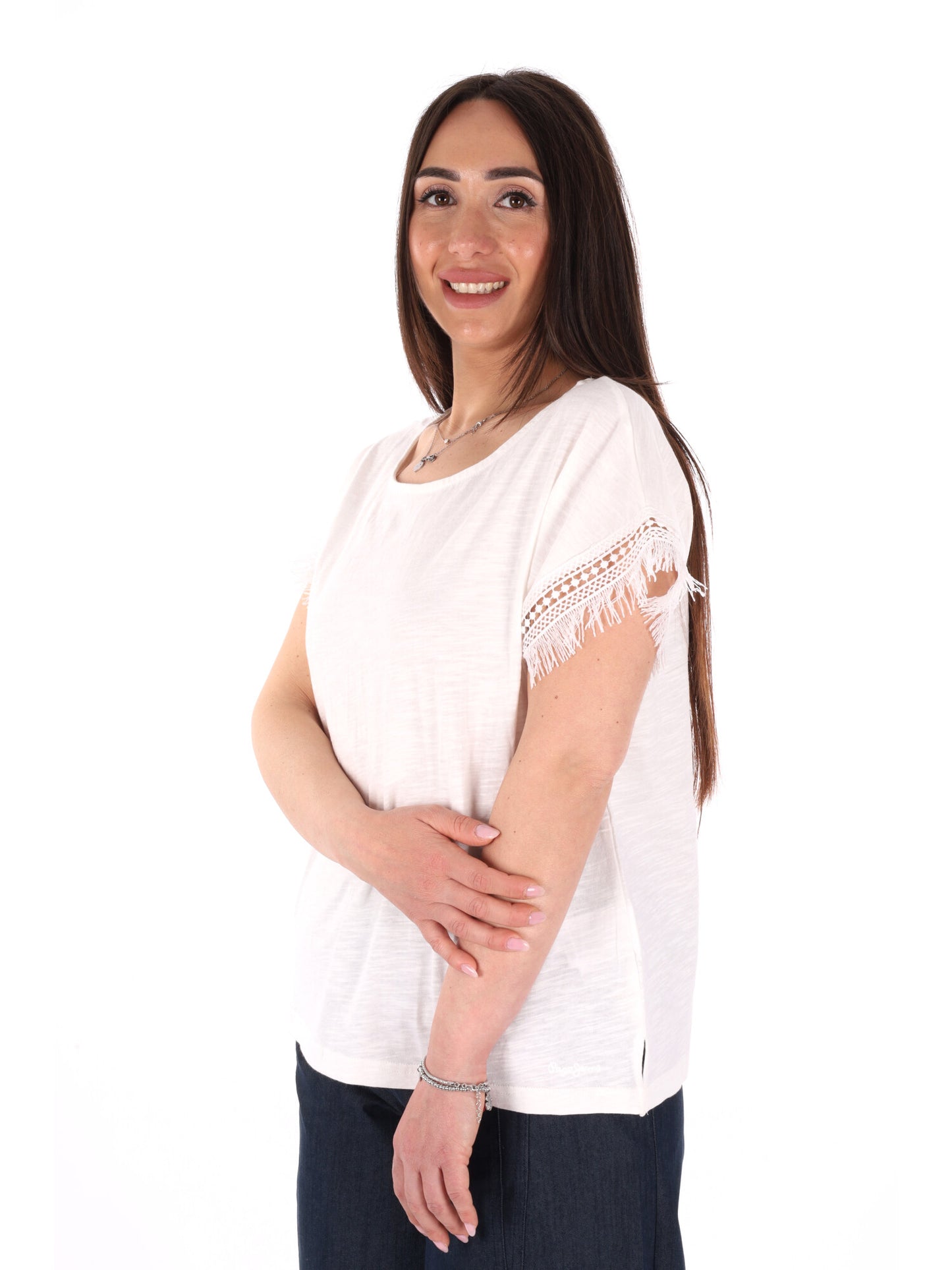 Pepe Jeans Nain, t-shirt a maniche corte da donna bianca