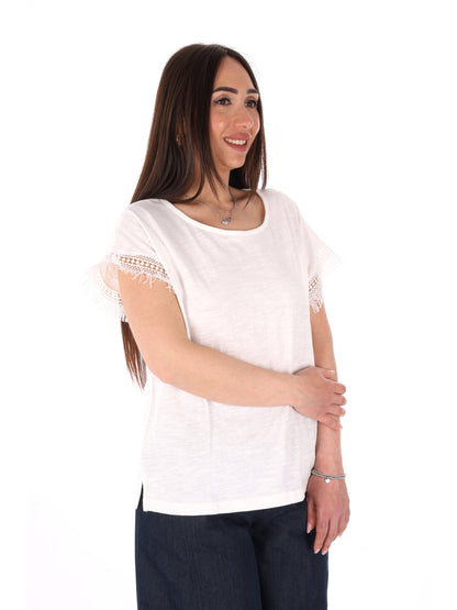 Pepe Jeans Nain, t-shirt a maniche corte da donna bianca