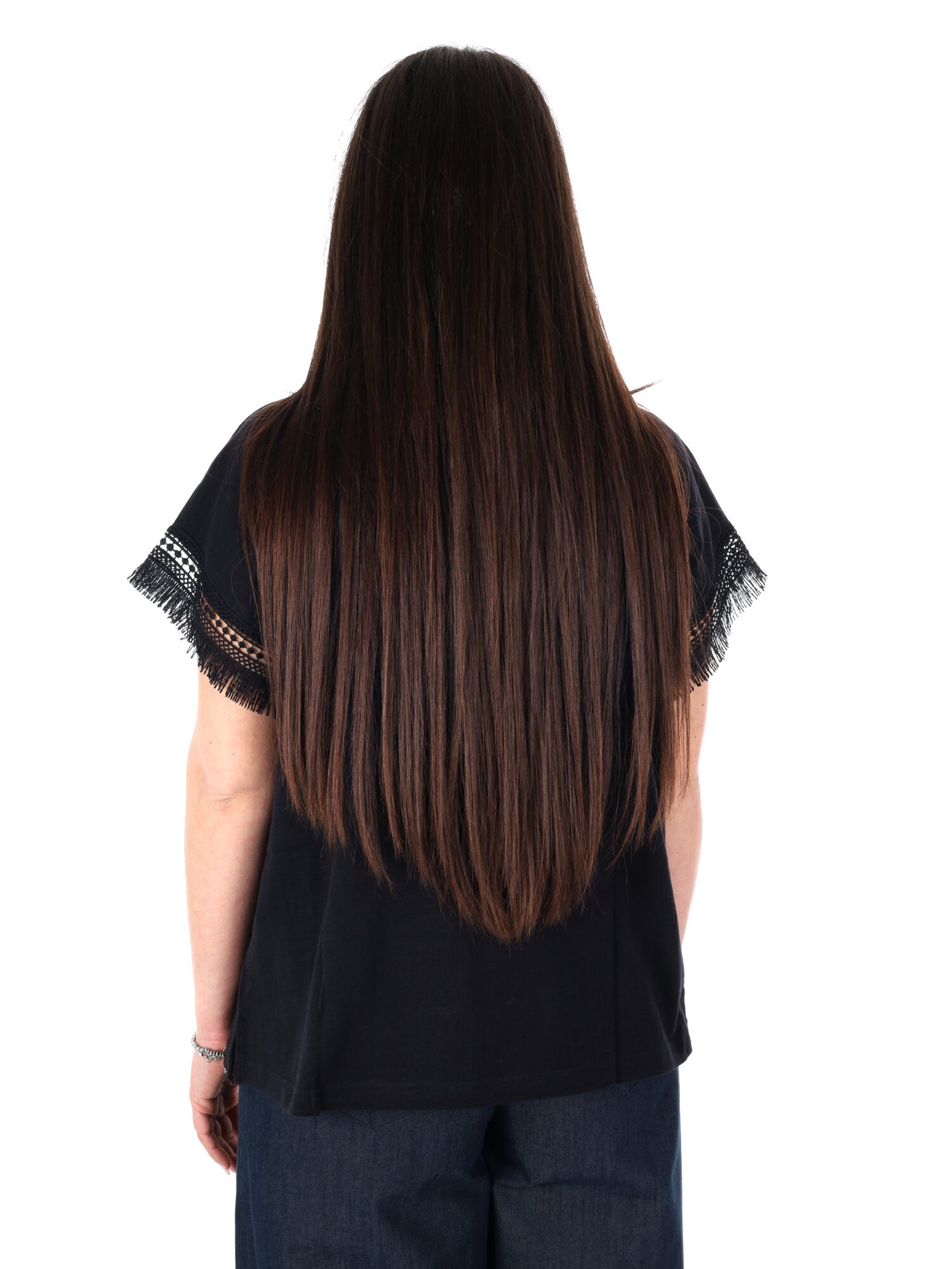 Pepe Jeans Nain, t-shirt donna nera in cotone a maniche corte