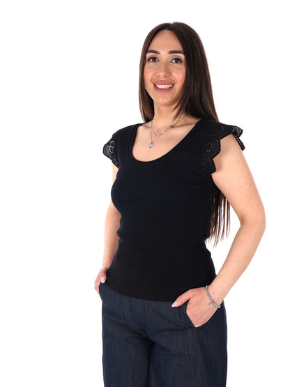 Pepe Jeans Mireya, t-shirt maniche corte donna nera in cotone