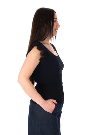 Pepe Jeans Mireya, t-shirt maniche corte donna nera in cotone