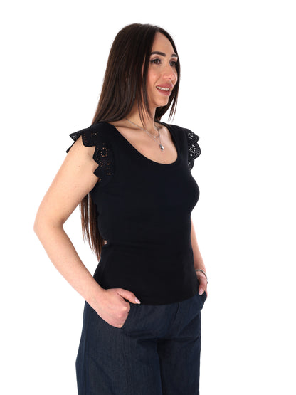 Pepe Jeans Mireya, t-shirt maniche corte donna nera in cotone