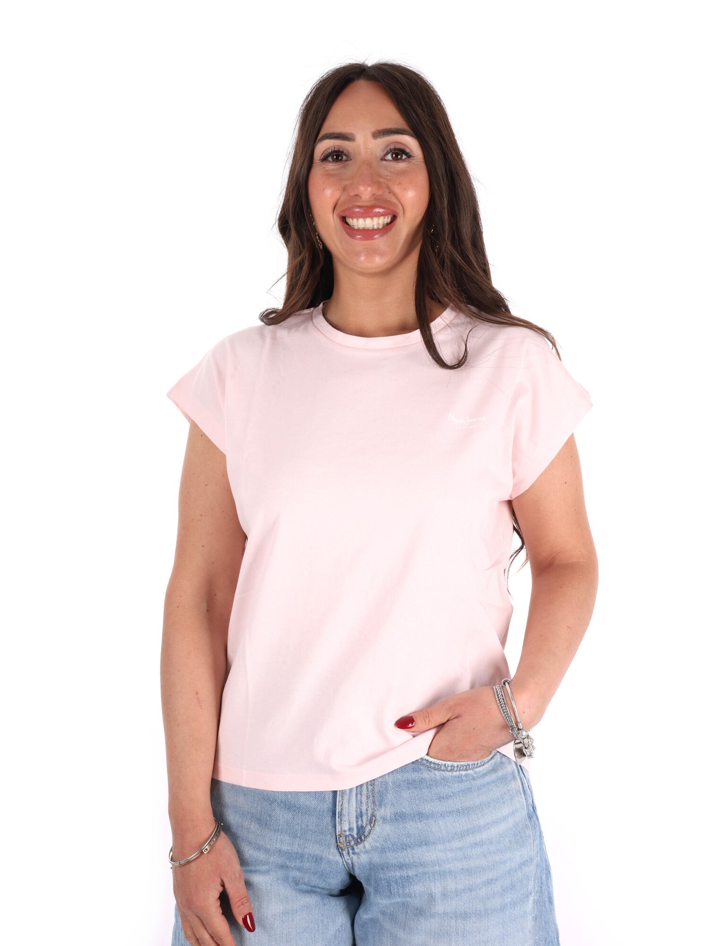 T-shirt donna Pepe Jeans Bloom fucsia a maniche corte