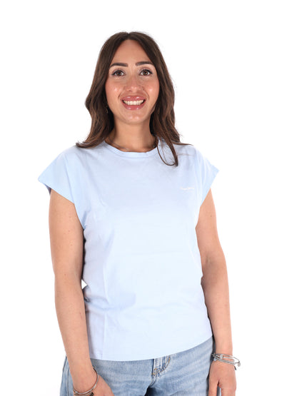 T-shirt Bloom di Pepe Jeans da donna in cotone azzurra