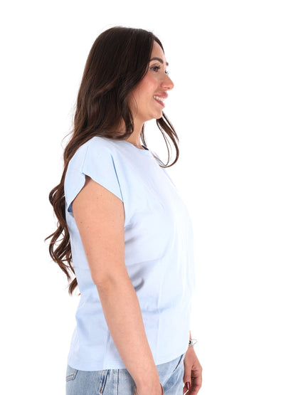 T-shirt Bloom di Pepe Jeans da donna in cotone azzurra