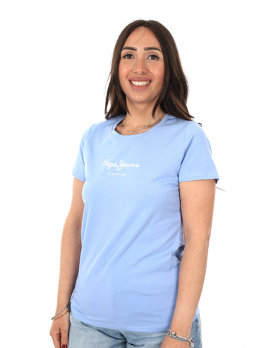 T-shirt New Virginia di Pepe Jeans unisex azzurra