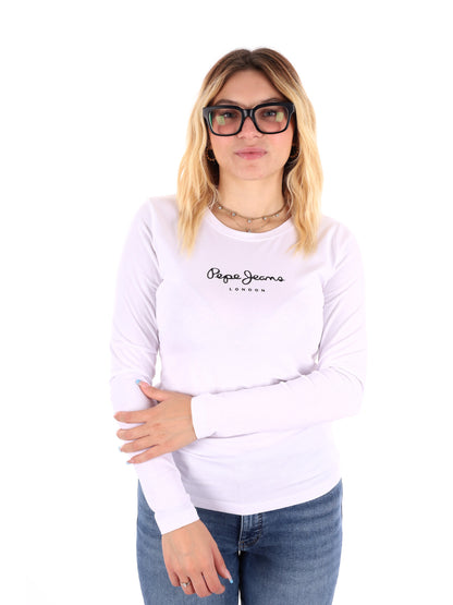MAGLIA A MANICHE LUNGHE NEW VIRGINIA PEPE JEANS DA DONNA BIANCO