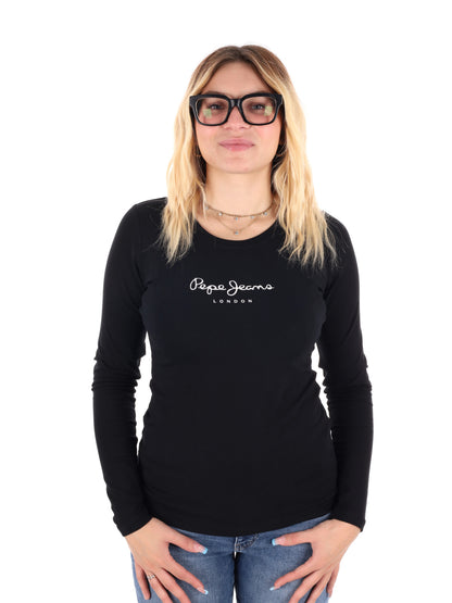 MAGLIA A MANICHE LUNGHE NEW VIRGINIA PEPE JEANS DA DONNA NERO