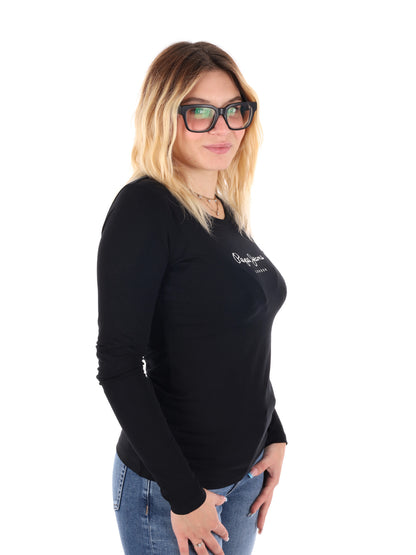 MAGLIA A MANICHE LUNGHE NEW VIRGINIA PEPE JEANS DA DONNA NERO