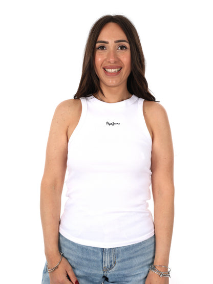 Canotta Marian in cotone elasticizzato bianca da donna Pepe Jeans