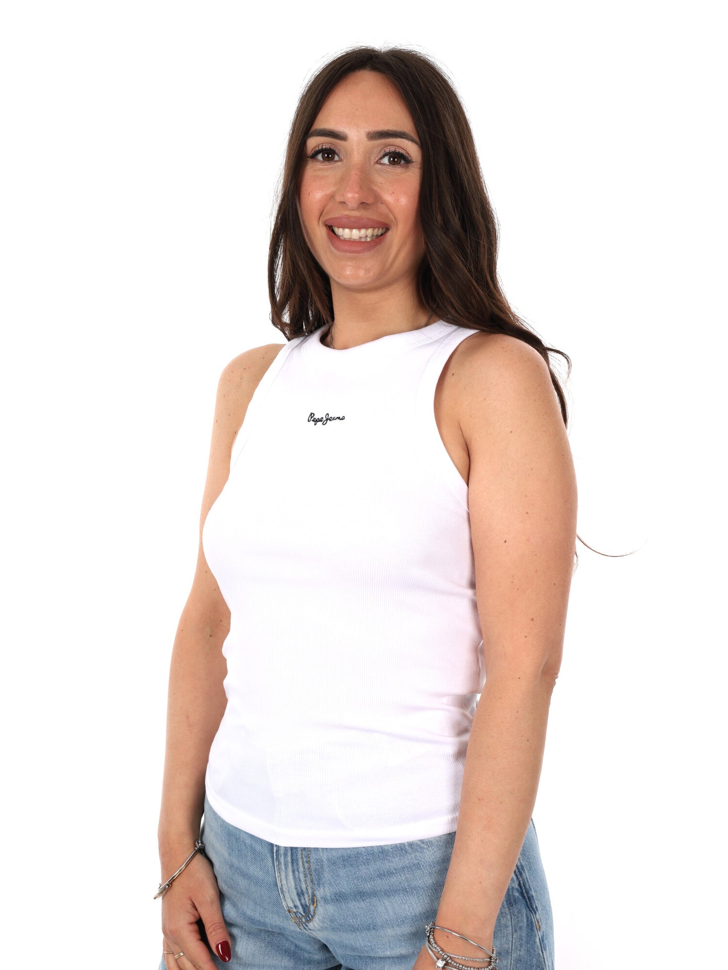 Canotta Marian in cotone elasticizzato bianca da donna Pepe Jeans