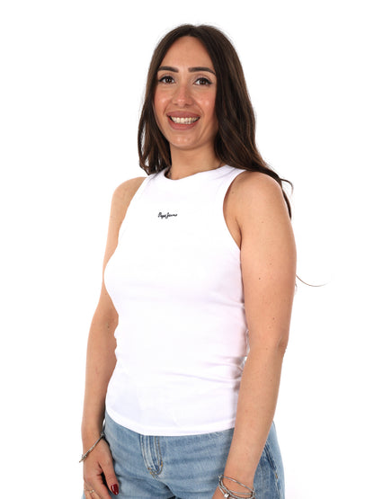 Canotta Marian in cotone elasticizzato bianca da donna Pepe Jeans