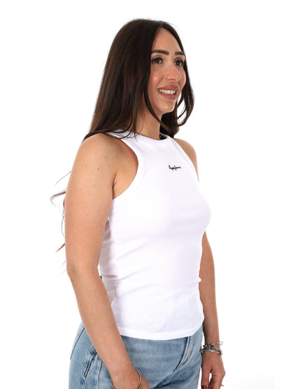 Canotta Marian in cotone elasticizzato bianca da donna Pepe Jeans