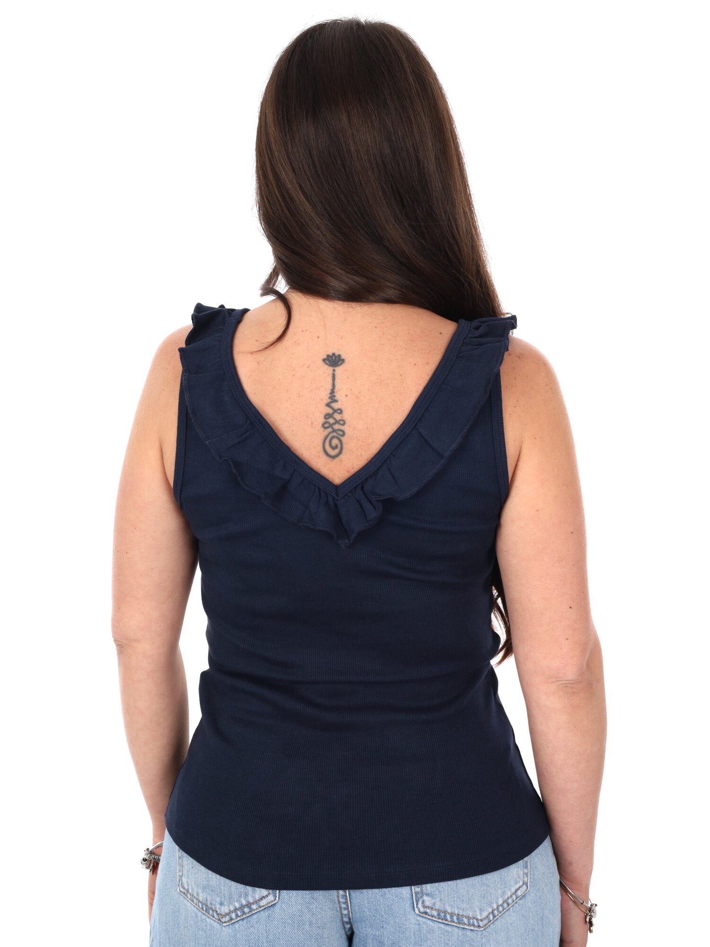 Pepe Jeans Millie, canotta donna blu a coste con scollo a V
