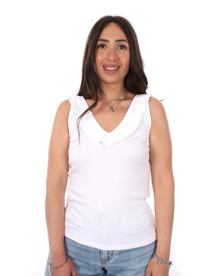 Canotta Millie di Pepe Jeans con scollo a V bianca da donna