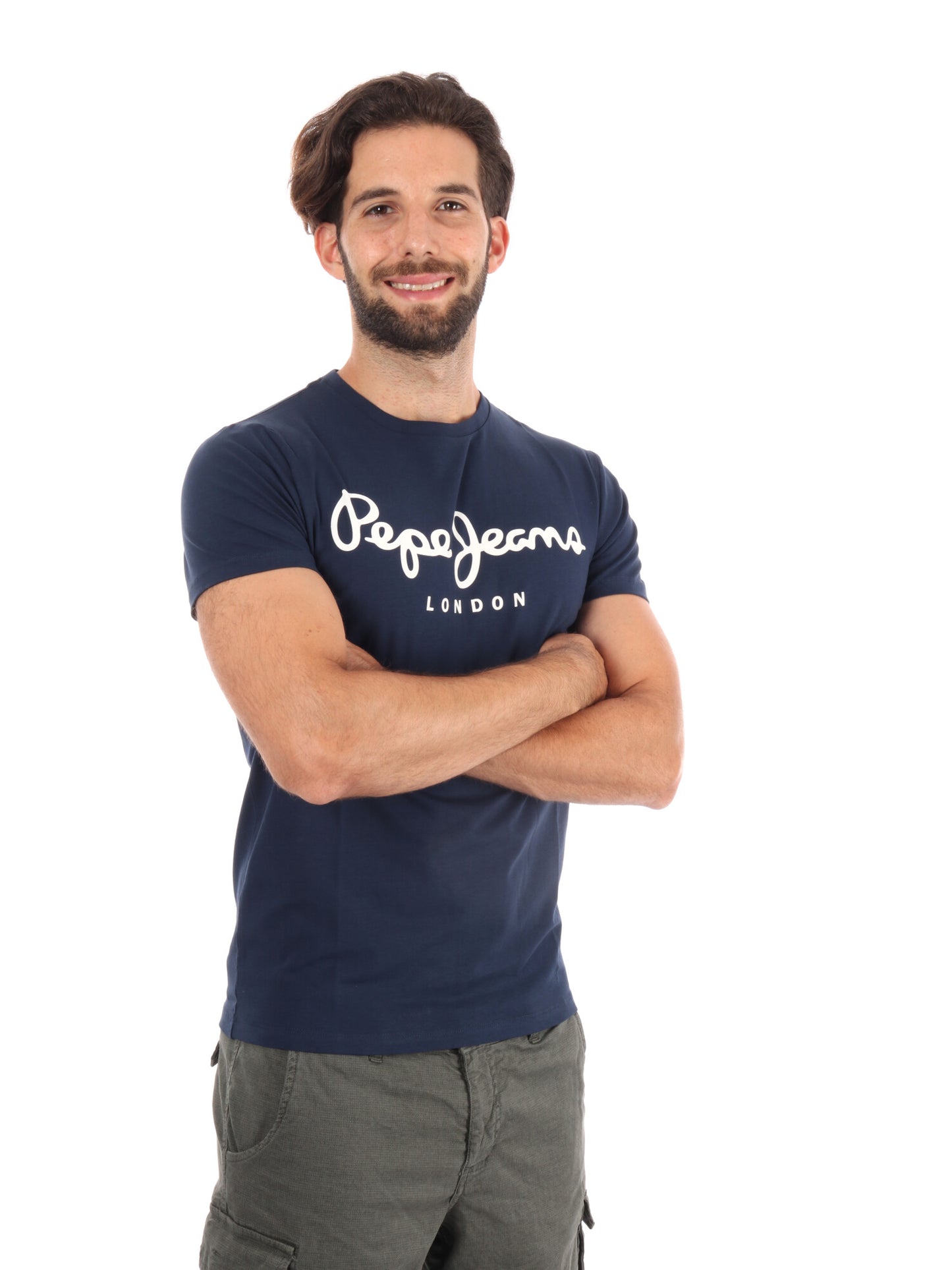 T-SHIRT SLIM FIT CON LOGO PEPE JEANS DA UOMO BLU