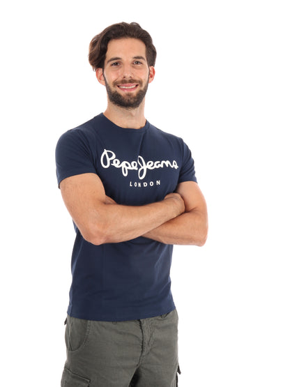 T-SHIRT SLIM FIT CON LOGO PEPE JEANS DA UOMO BLU