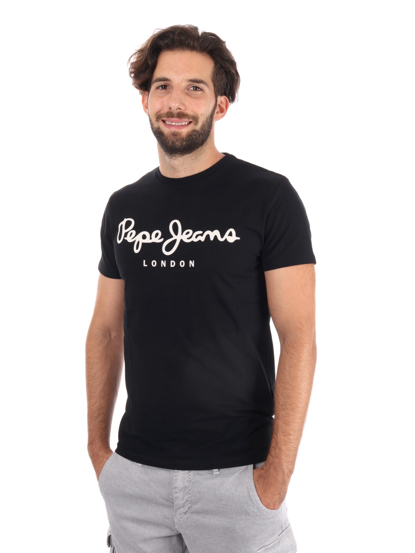 T-SHIRT SLIM FIT CON LOGO PEPE JEANS DA UOMO NERO